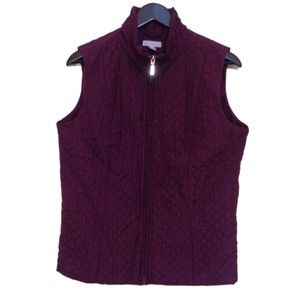 Charter Club Lightweight Quilted Sz L Womens Zip Up Vest Purple